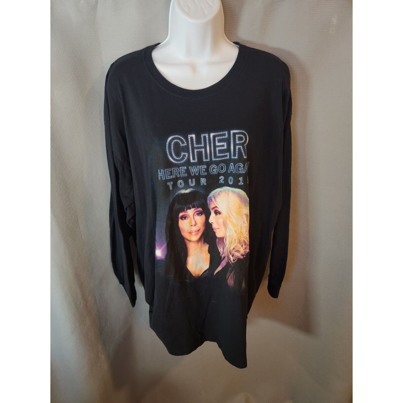 2019 Cher Here We Go Again Concert Tour Shirt Xl Black Dbl Sided Long Sleeve